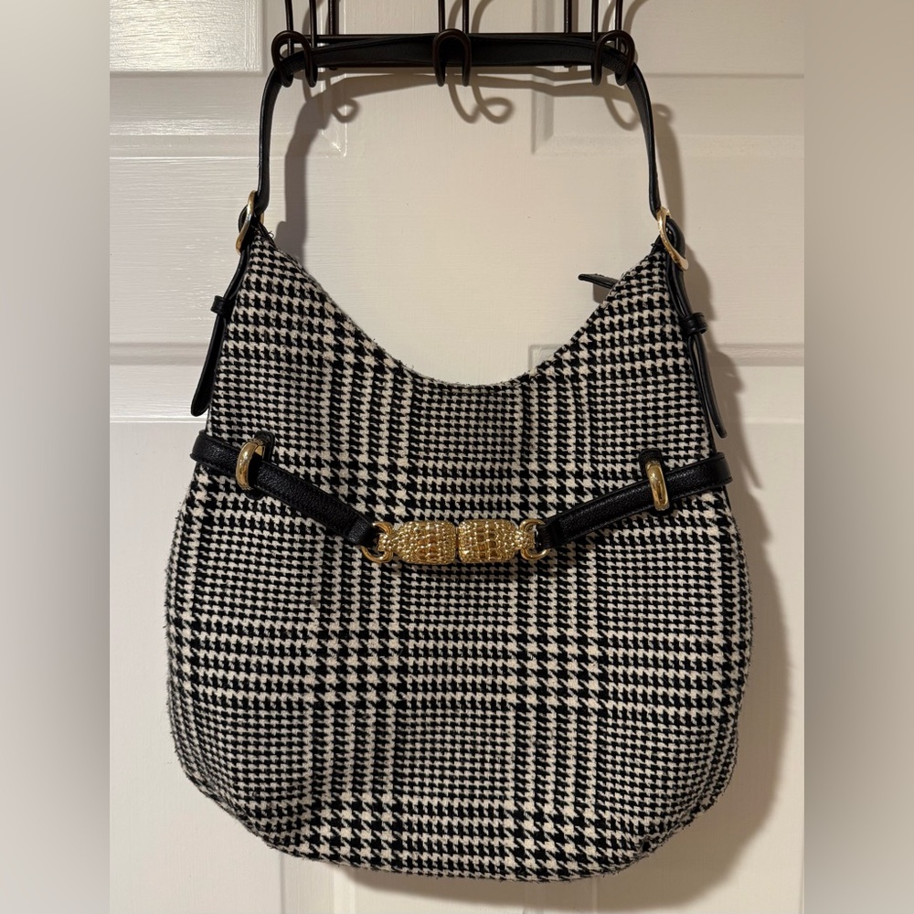 Talbots // Shoulder Bag // Houndstooth with Gold Details